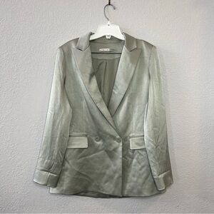 ALICE & OLIVIA Justin Blazer Sage Green Satin Look Size 6